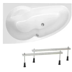 Siko 150x95 cm Laguna Luiza baignoire asymétrique, avec pieds, acrylique, gauche, blanc (LU1500L-SET)