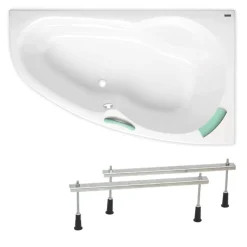 Siko 160x95 cm Laguna Luiza baignoire d'angle avec pieds, acrylique, droite, blanc (LU1600P-SET)
