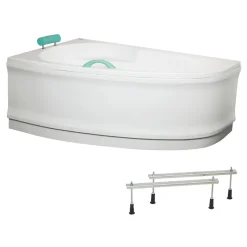 Siko 140x95 cm Laguna Luiza baignoire d'angle gain de place en acrylique, gauche + tablier 140 cm + pieds, blanc (LU1400L-SET1)