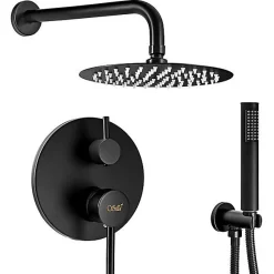 Silla Élégant Colonne de Douche en Laiton Encastrée, Ensemble de Douche Mécanique, Noir mat