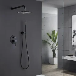 Silla Élégant Colonne de Douche en Laiton Encastrée, Ensemble de Douche Mécanique, Noir mat