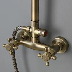 Silla Élégant Colonne de Douche retro avec Mitigeur Réglable en Hauteur Système de Douche, Doré
