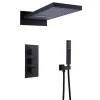 Silla Élégant Colonne de Douche Thermostatique en Laiton Encastrée, Ensemble de Douche Mécanique, Noir