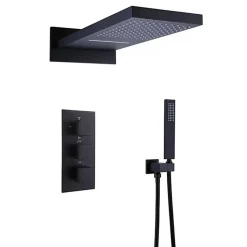Silla Élégant Colonne de Douche Thermostatique en Laiton Encastrée, Ensemble de Douche Mécanique, Noir