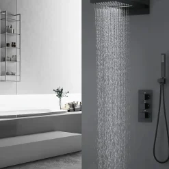 Silla Élégant Colonne de Douche Thermostatique en Laiton Encastrée, Ensemble de Douche Mécanique, Noir