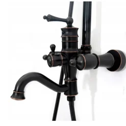 Silla Élégant Colonne de Douche retro avec Mitigeur Réglable en Hauteur Système de Douche, Noir