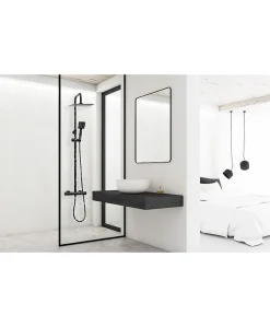Silla Élégant Colonne de Douche avec Mitigeur Réglable en Hauteur Système de Douche, Noir mat