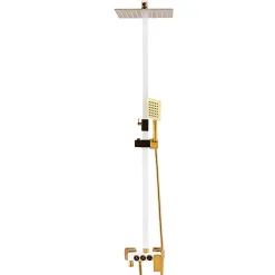 Silla Élégant Colonne de Douche avec Mitigeur Réglable en Hauteur Système de Douche, Blanc/Doré