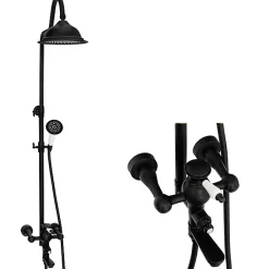 Silla Élégant Colonne de Douche retro avec Mitigeur Réglable en Hauteur Système de Douche, Noir