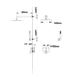 Silla Élégant Colonne de Douche en Laiton Encastrée, Ensemble de Douche Mécanique, Doré