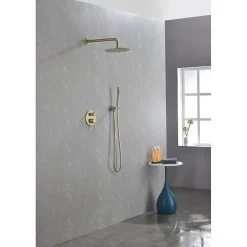 Silla Élégant Colonne de Douche en Laiton Encastrée, Ensemble de Douche Mécanique, Doré