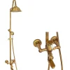 Silla Élégant Colonne de Douche retro avec Mitigeur Réglable en Hauteur Système de Douche, Vintage Doré