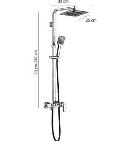 Silla Élégant Colonne de Douche avec Mitigeur Réglable en Hauteur Système de Douche, Noir