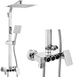 Silla Élégant Colonne de Douche avec Mitigeur Réglable en Hauteur Système de Douche, Chrome
