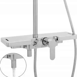 Silla Élégant Colonne de Douche avec Mitigeur Réglable en Hauteur Système de Douche, Chrome