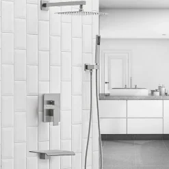 Silla Élégant Colonne de Douche en Laiton Encastrée, Ensemble de Douche Mécanique, Chrome