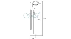 Silla élégant Robinet de Baignoire sur pied avec inverseur et bec rotatif avec douchette et flexible, Doré