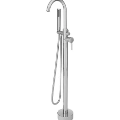 Silla élégant Robinet de Baignoire sur pied avec inverseur et bec rotatif avec douchette et flexible, Chrome