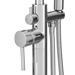 Silla élégant Robinet de Baignoire sur pied avec inverseur et bec rotatif avec douchette et flexible, Chrome