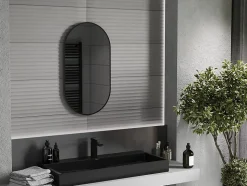SILLA Miroir mural ovale, 80 x 45 cm, cadre noir