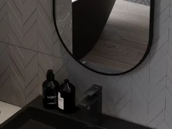 SILLA Miroir mural ovale, 85 x 50 cm, cadre noir