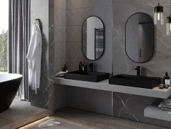 SILLA Miroir mural ovale, 85 x 50 cm, cadre noir