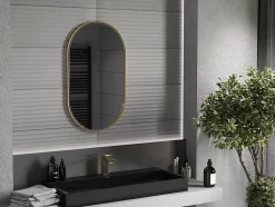 SILLA Miroir mural ovale, 85 x 50 cm, cadre doré
