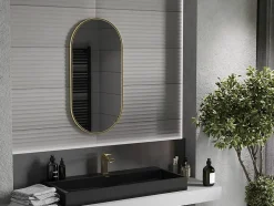 SILLA Miroir mural ovale, 90 x 45 cm, cadre doré