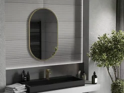 SILLA Miroir mural ovale, 90 x 55 cm, cadre doré