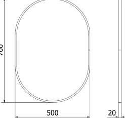 SILLA Miroir mural ovale, 70 x 50 cm, cadre noir