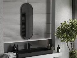 SILLA Miroir mural ovale, 100 x 35 cm, cadre noir