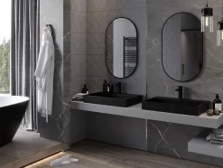 SILLA Miroir mural ovale, 90 x 55 cm, cadre noir