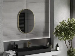 SILLA Miroir mural ovale, 70 x 50 cm, cadre doré
