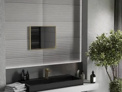 SILLA Miroir mural rectangulaire, 50 x 40 cm, cadre doré
