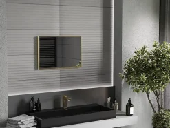 SILLA Miroir mural rectangulaire, 60 x 40 cm, cadre doré