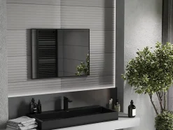 SILLA Miroir mural rectangulaire, 80 x 60 cm, cadre noir