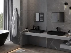 SILLA Miroir mural rectangulaire, 50 x 40 cm, cadre noir