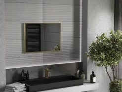 SILLA Miroir mural rectangulaire, 70 x 50 cm, cadre doré