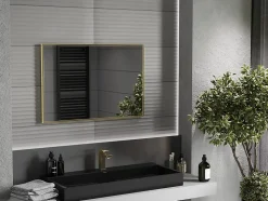 SILLA Miroir mural rectangulaire, 90 x 60 cm, cadre doré