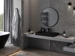 SILLA Miroir mural rond, 85 cm, cadre noir