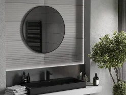 SILLA Miroir mural rond, 85 cm, cadre noir