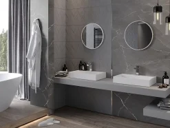 SILLA Miroir mural rond, 30 cm, cadre blanc