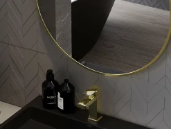 SILLA Miroir mural rond, 70 cm, cadre doré