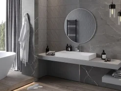 SILLA Miroir mural rond, 90 cm, cadre chromé