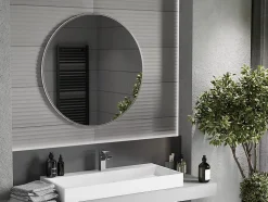 SILLA Miroir mural rond, 90 cm, cadre chromé
