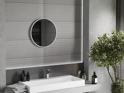 SILLA Miroir mural rond, 50 cm, cadre blanc