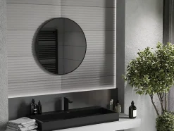 SILLA Miroir mural rond, 70 cm, cadre noir