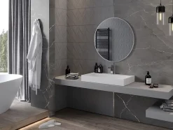 SILLA Miroir mural rond, 80 cm, cadre chromé