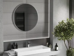 SILLA Miroir mural rond, 80 cm, cadre chromé