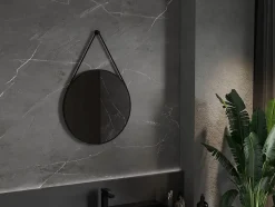 SILLA Miroir mural rond, 60 cm, cadre noir